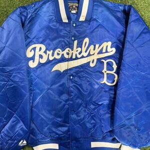 Majestic blue Brooklyn Dodgers quilted jacket Size L #MLB